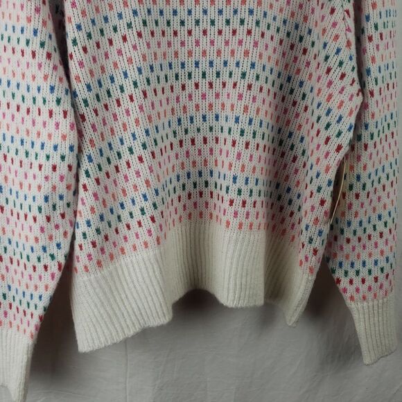 St John's Bay Women's Petite XXL White & Rainbow Polka Dot Sweater - Picture 3 of 12